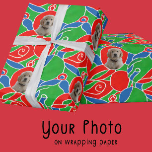 Grün Rot Blau Weihnachten Hunde Liebhaber Haustier Geschenkpapier