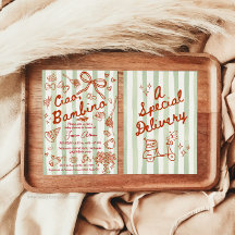 Grün Rot Ciao Bambino Italienische Einladung