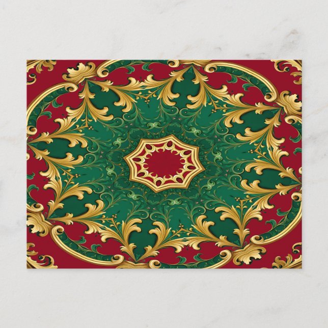 Grün Rot dekorative Weihnachtsfeiertage Postkarte (Vorderseite)