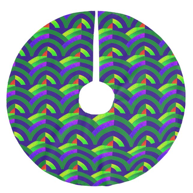 Grün/Rot-Feiertagsgeist Polyester Weihnachtsbaumdecke (Vorderseite)