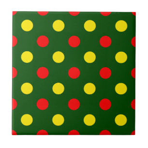 Grün Rot Gelb Polka-Punkte-Design Fliese