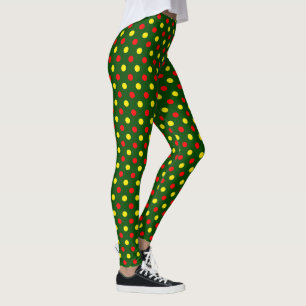 Grün Rot Gelb Polka-Punkte-Design Leggings