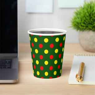 Grün Rot Gelb Polka-Punkte-Design  Pappbecher