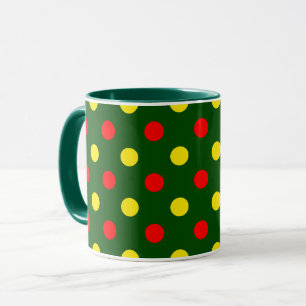 Grün Rot Gelb Polka-Punkte-Design Tasse