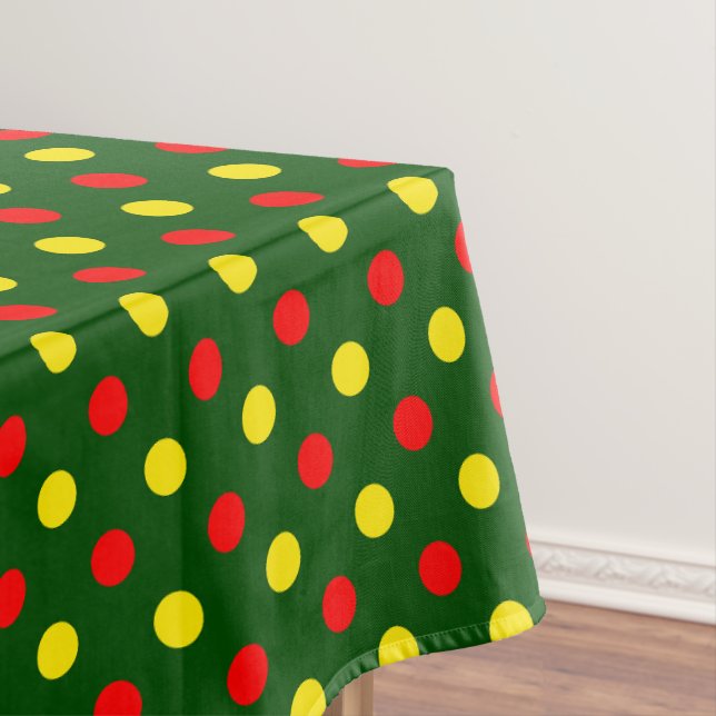 Grün Rot Gelb Polka-Punkte-Design  Tischdecke (Beispiel)