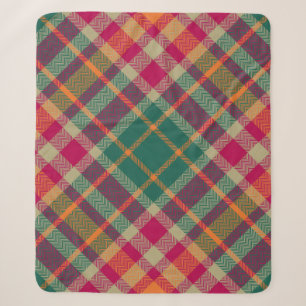Grün Rot Gelb Schottisch Tartan Kariert Sherpadecke