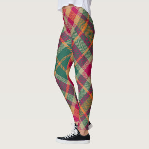Grün Rot Gelb Schottischer Tartan Kariert Leggings