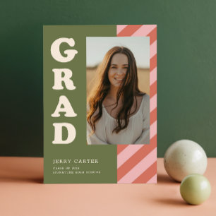 Grün Rot Minimal Grad Foto Abschluss Danke Postkarte
