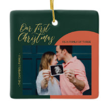 Grün, Rot und Gold Modernes Erstes Weihnachtsfest