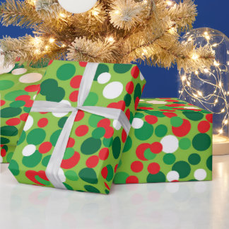 Grün & Rot Weihnachten Winterurlaub Polka-Punkte Geschenkpapier