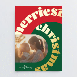 Grün-Rot-Weihnachtsgolden Oval zwei Foto Folien Feiertagskarte