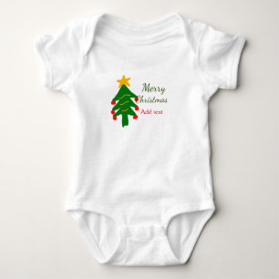 Grün rote Weihnachtsbaum fröhliche Weihnachtsnacht Baby Strampler