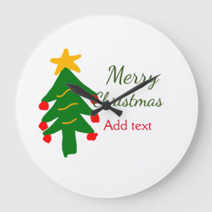 Grün rote Weihnachtsbaum fröhliche Weihnachtsnacht Große Wanduhr