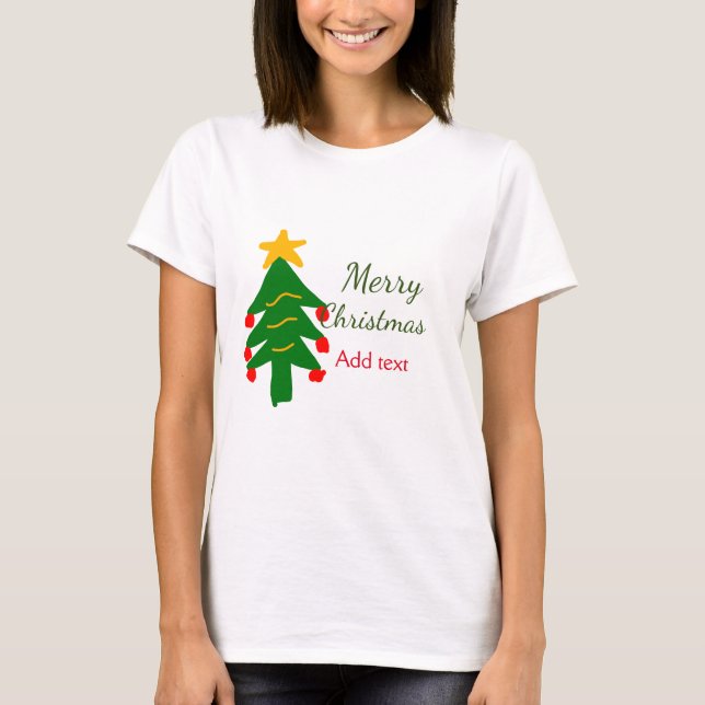 Grün rote Weihnachtsbaum fröhliche Weihnachtsnacht T-Shirt (Vorderseite)