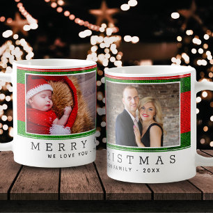 Grün rote Weihnachtsfamilie FotoCollage Kaffeetasse