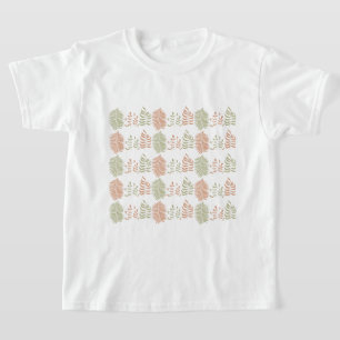 Grün-rotes Retro-Blattmuster im Vintage-Look T-Shirt