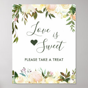 Grün Rustikale Blumige Liebe ist süße Dessertbar Poster