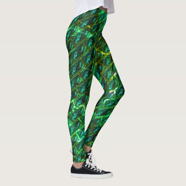 Grün schmuddelig, gekratzt, Gitter oder andere Zie Leggings (Rechts)