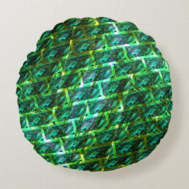 Grün schmuddelig, gekratzt, Gitter oder andere Zie Rundes Kissen