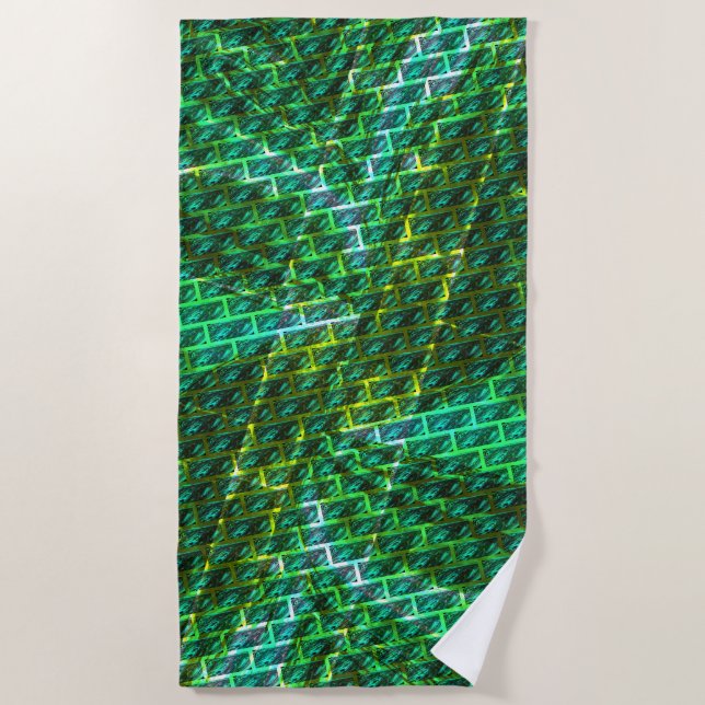 Grün schmuddelig, gekratzt, Gitter oder andere Zie Strandtuch (Vorderseite)