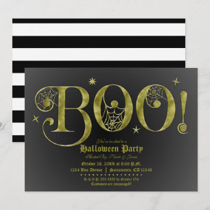 Grün Schwarz BOO Elegantes Halloween-Kostüm Party Einladung