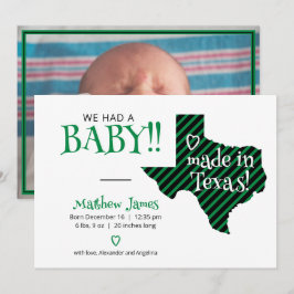 Grün/Schwarz gestreift aus Texas Foto Baby Ankündigung