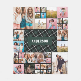 Grün Schwarz kariert moderne minimale Pampas 34 Fo Fleecedecke