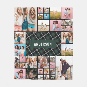 Grün Schwarz kariert moderne minimale Pampas 34 Fo Fleecedecke