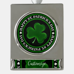 grün/schwarz Kleeblatt St Patrick's Day Thunder_Co Banner-Ornament Silber
