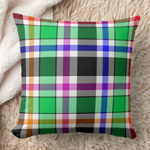 Grün Schwarz Mehrfarbig Flanell Kariert Tartan Kissen
