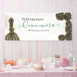 Grün & Schwarz Quinceañera Begrüßungsbanner nach M Banner