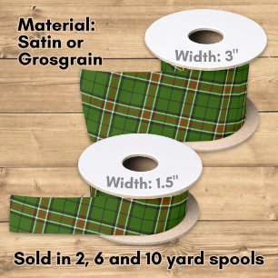 Grün, Schwarz, Rot und Weiß Tartan Satinband