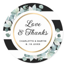 Grün Schwarz und Weiß gestreifte Hochzeitskleber