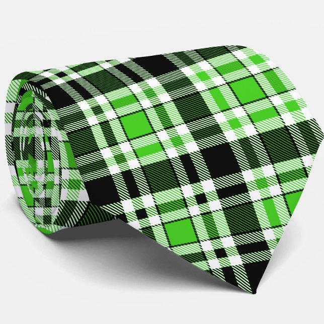 Grün Schwarz Weiß Flanell Karomuster Design  Krawatte (Von Creator hochgeladen)