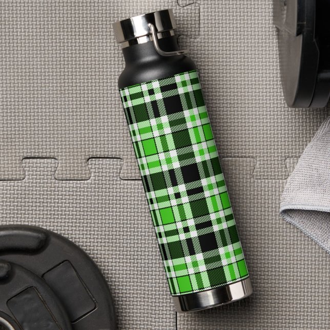 Grün Schwarz Weiß Flanell Karomuster Design  Trinkflasche (Von Creator hochgeladen)