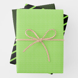 Grün, Schwarz & Weiß Geschenkpapier Set