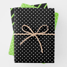 Grün, Schwarz & Weiß Geschenkpapier Set