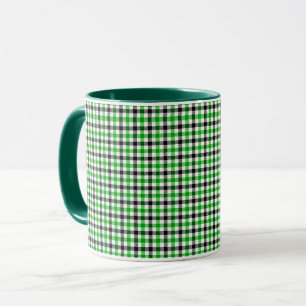 Grün Schwarz Weiß Gingham Karo Tasse