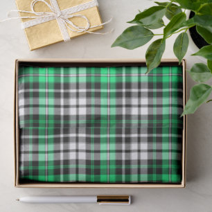 Grün Schwarz Weiß Kariertes Tartan Muster Design Seidenpapier