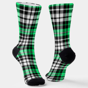 Grün Schwarz Weiß Kariertes Tartan Muster Design Socken