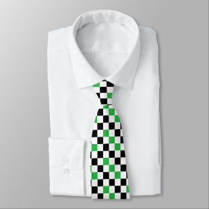 Grün Schwarz Weiß Karomuster Design Krawatte