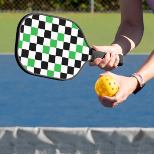 Grün Schwarz Weiß Karomuster Design Pickleball Schläger