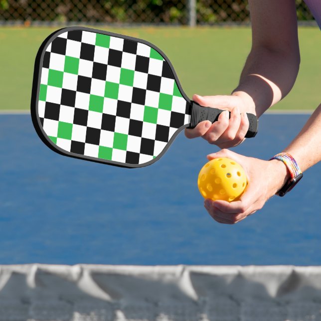 Grün Schwarz Weiß Karomuster Design  Pickleball Schläger (InSitu)