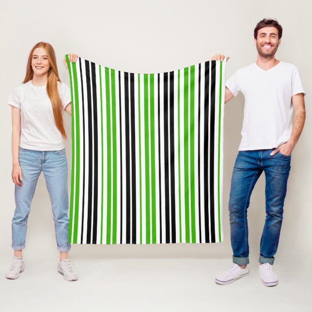 Grün Schwarz Weiß Streifen Muster Design  Fleecedecke (Beispiel)