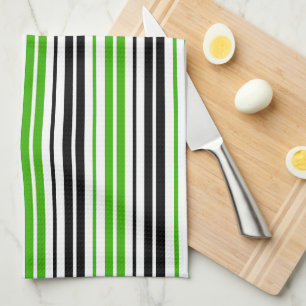 Grün Schwarz Weiß Streifen Muster Design Geschirrtuch