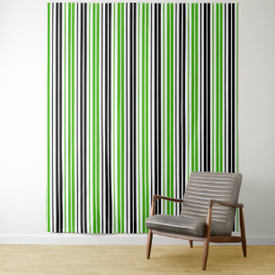Grün Schwarz Weiß Streifen Muster Design Wandteppich