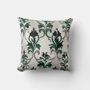 Grün, Schwarz, Weiß und Silbermatte Kissen