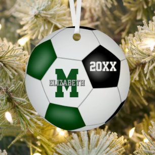 grün schwarze Mädchen Jungen Schulteamfarben Fußba Ornament Aus Metall