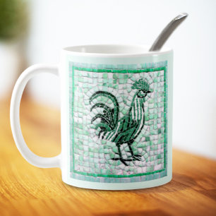 Grün-schwarze Mosaikhühner-Kunst Kaffeetasse