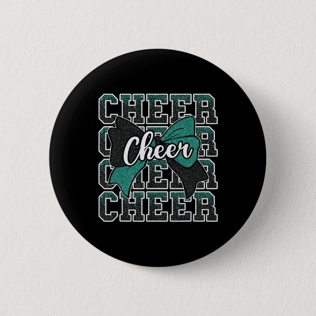 Grün schwarzer Bogen Cheer Sport Cheerleader Cheer Button (Vorderseite)